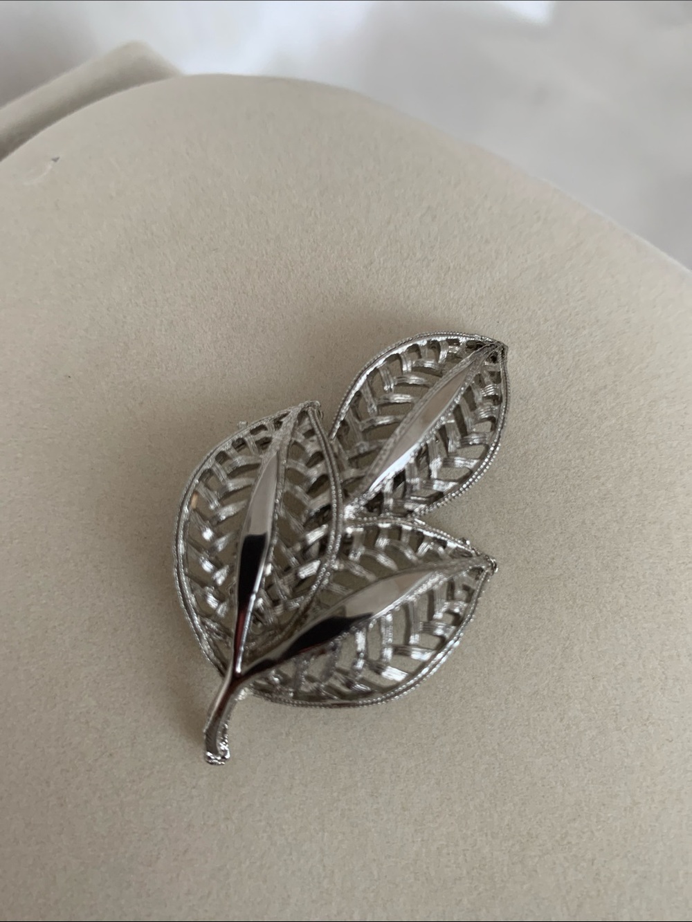 Vintage Silver Leaf Trio Brooch - Elegant Women’s Jewelry